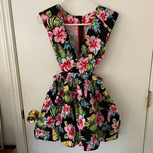 NWT Multi-colored Low V-neck Dress & Side Cutouts